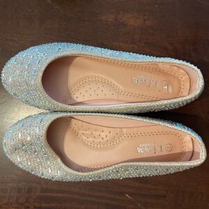Girls Size 2 Sparkly Ballet Flats | Link Comfort | Shimmer Dress Shoes
